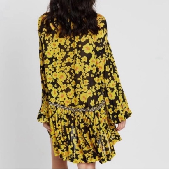 NWT Free People Love letter tunic top dress. Yellow/  black floral, long sleeve - Picture 7 of 14